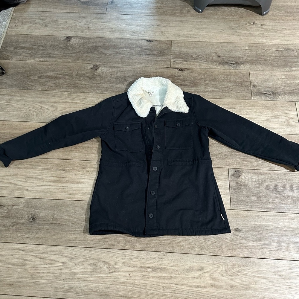 Black Jacket with White Sherpa Collar HANG TEN